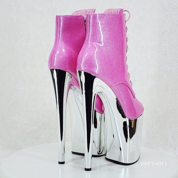 Pink Glitter Platform Boots - Picture 4 of 7